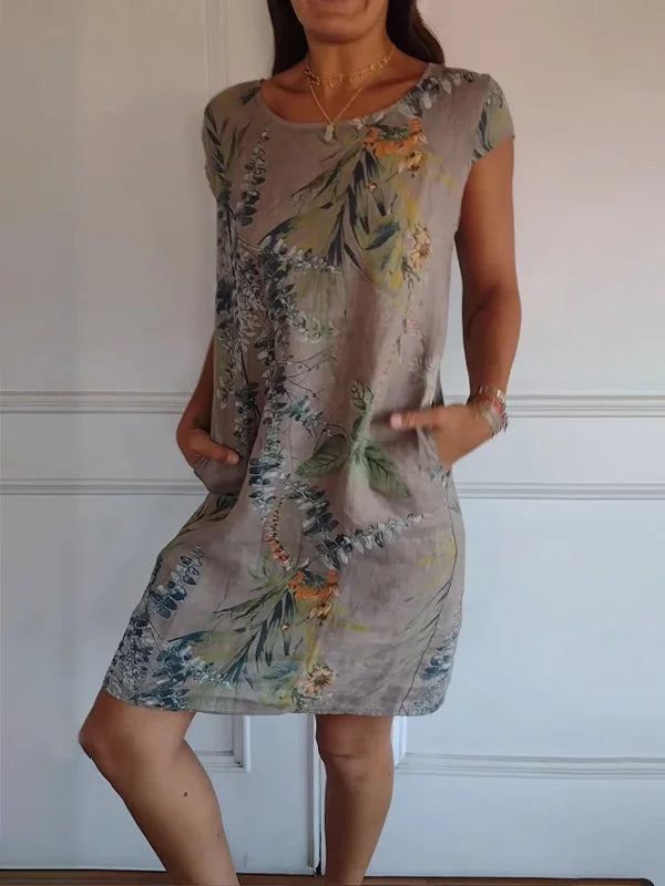Hattie | Tropical Print Short Sleeve Summer Dress
