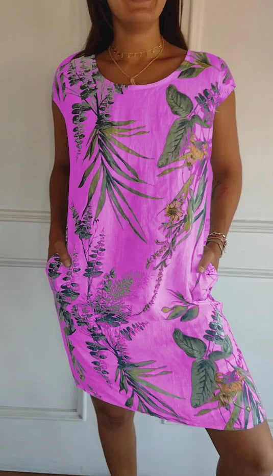 Hattie | Tropical Print Short Sleeve Summer Dress