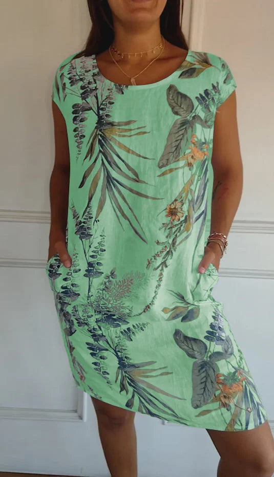 Hattie | Tropical Print Short Sleeve Summer Dress