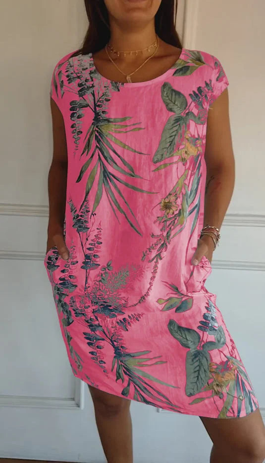 Hattie | Tropical Print Short Sleeve Summer Dress