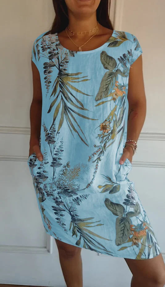 Hattie | Tropical Print Short Sleeve Summer Dress