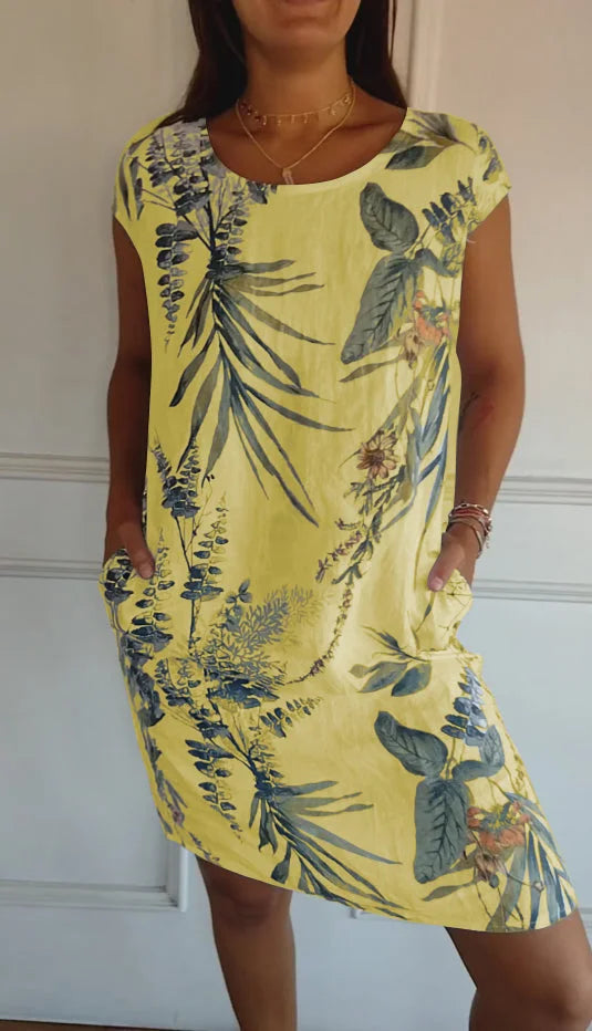 Hattie | Tropical Print Short Sleeve Summer Dress