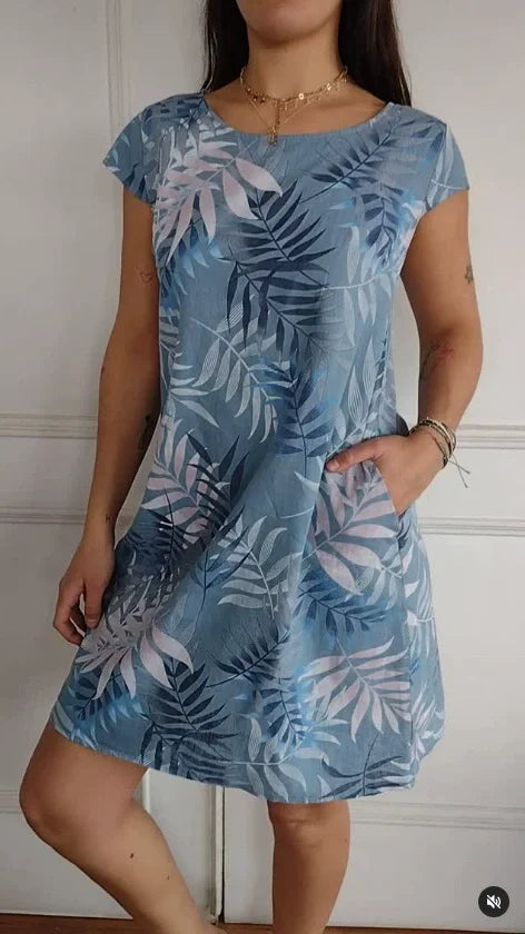Hattie | Tropical Print Short Sleeve Summer Dress