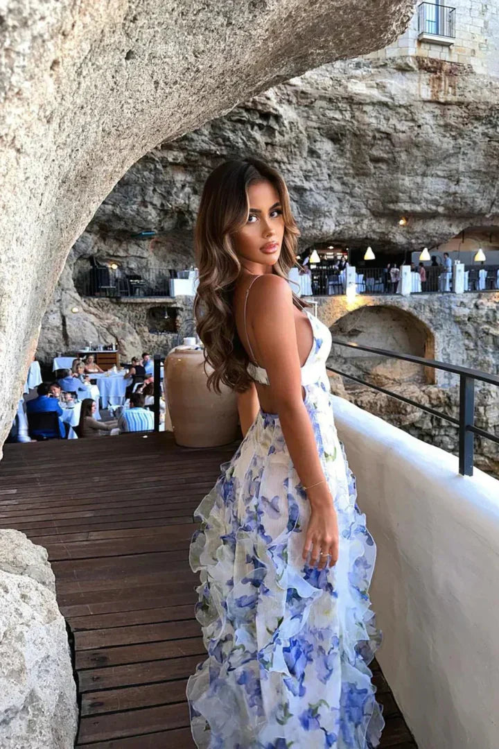 Tilly | Wedding Guest Floral Ruffle Maxi Dress