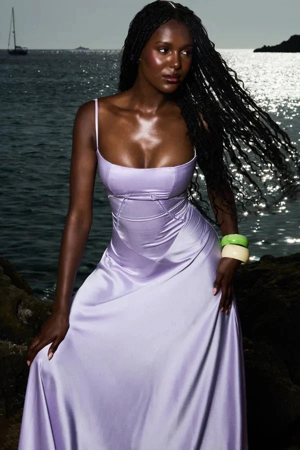 Phoebe | Wedding Guest Satin Maxi Dress Women