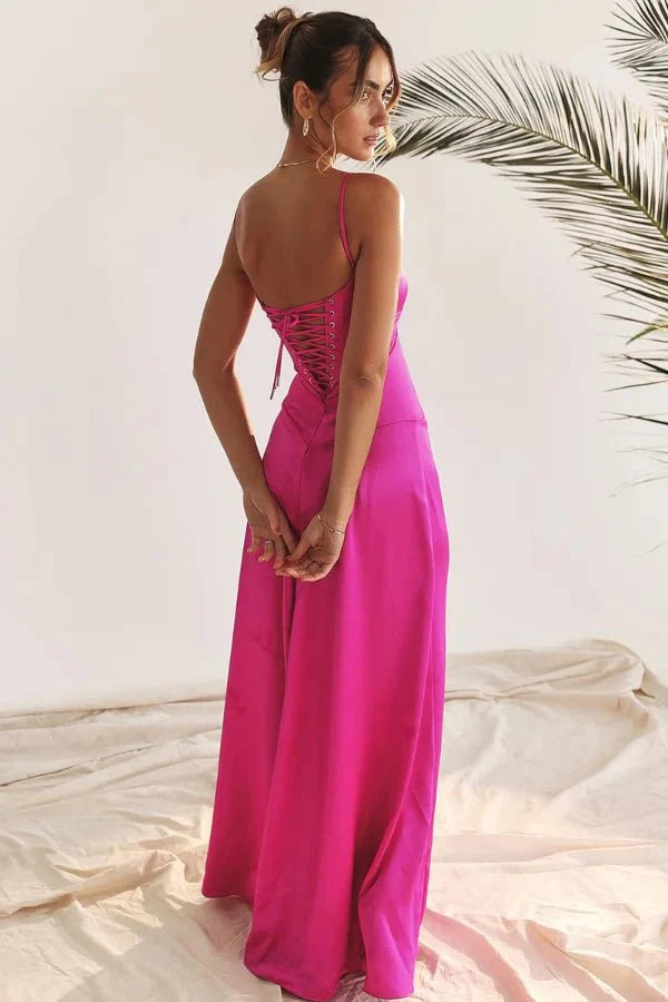 Phoebe | Wedding Guest Satin Maxi Dress Women