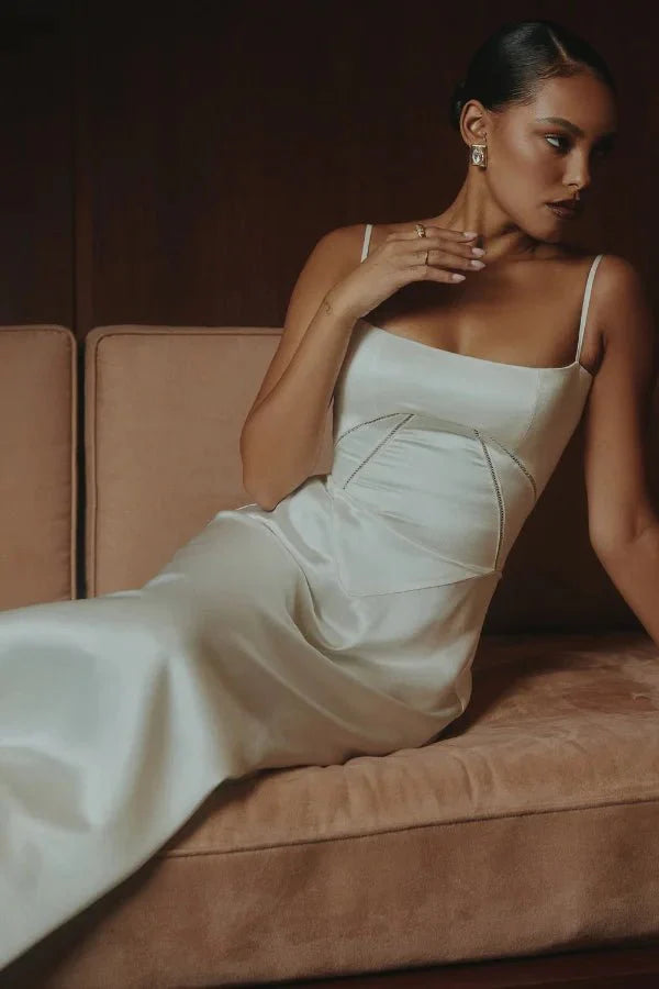 Phoebe | Wedding Guest Satin Maxi Dress Women