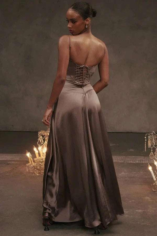 Phoebe | Wedding Guest Satin Maxi Dress Women