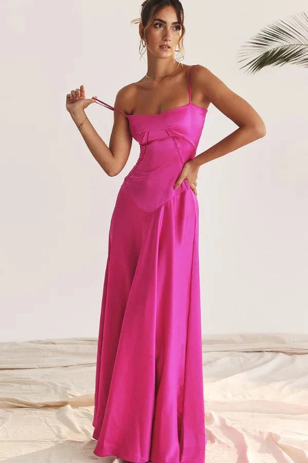 Phoebe | Wedding Guest Satin Maxi Dress Women
