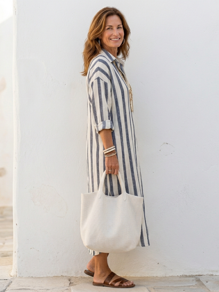 Felicity | Striped Linen Midi Dress Women