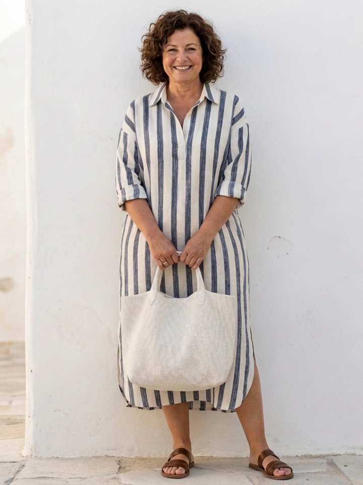 Felicity | Striped Linen Midi Dress Women