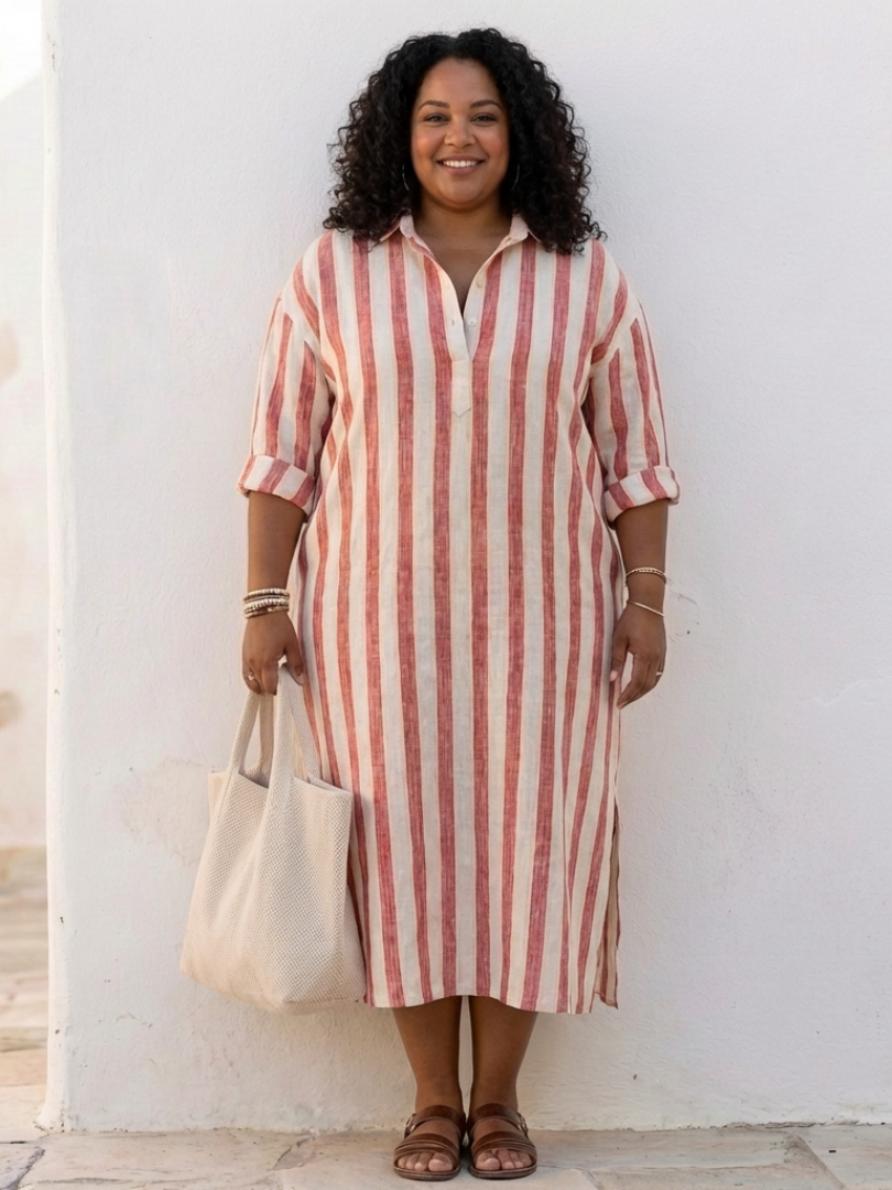 Felicity | Striped Linen Midi Dress Women