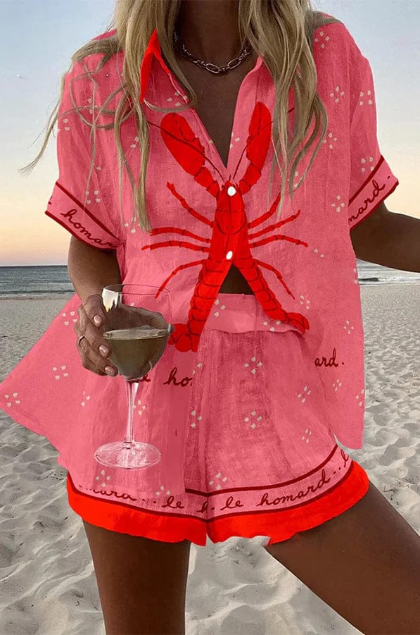 Ava | Women Clothing Lobster Print Short Set