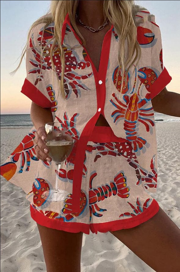 Ava | Women Clothing Lobster Print Short Set