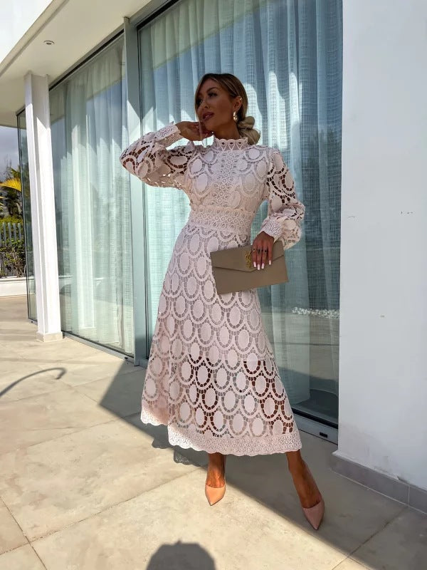 Ivy | Wedding Guest Lace Long Sleeve Midi Dress