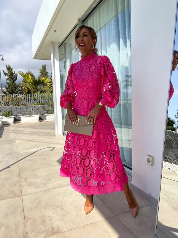 Ivy | Wedding Guest Lace Long Sleeve Midi Dress