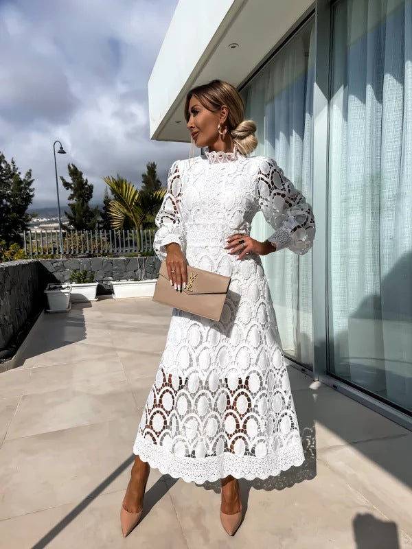 Ivy | Wedding Guest Lace Long Sleeve Midi Dress