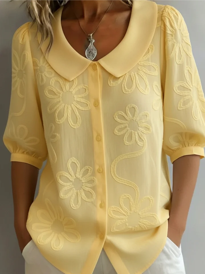 Gemma | Embossed Women Clothing Button Blouse