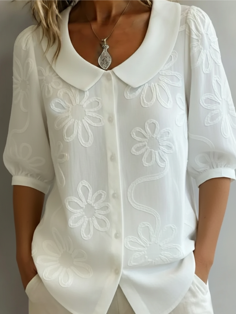 Gemma | Embossed Women Clothing Button Blouse