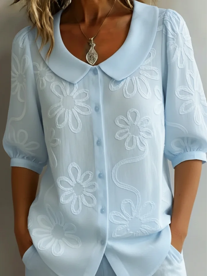 Gemma | Embossed Women Clothing Button Blouse