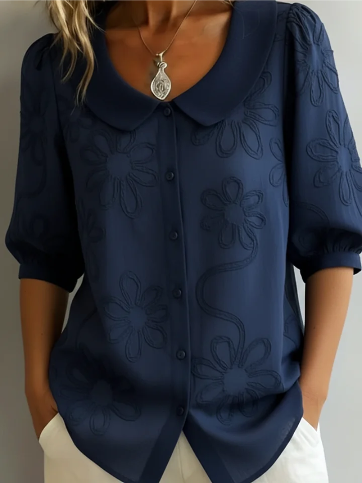 Gemma | Embossed Women Clothing Button Blouse