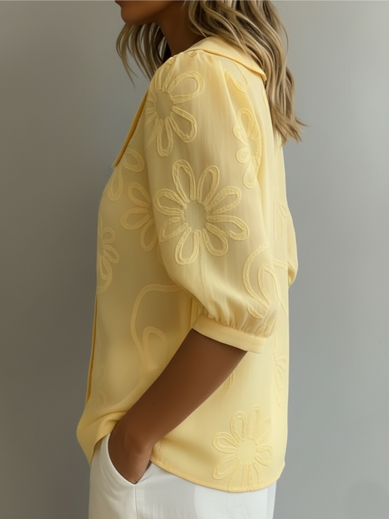 Gemma | Embossed Women Clothing Button Blouse