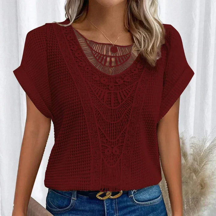 Olivia | Lace Panel Women Clothing Knit Top