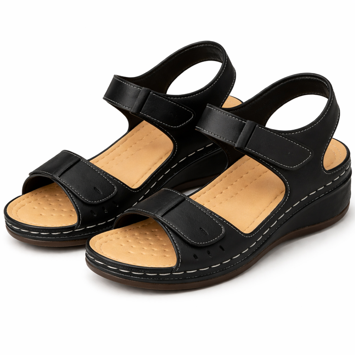 Harriet | Women Sandals Low Wedge Double Buckle Strap