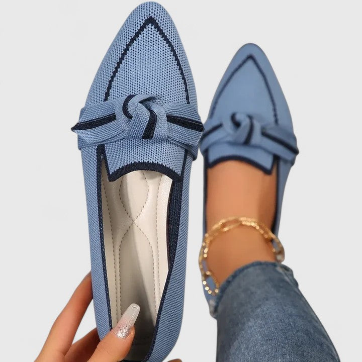 Effie | Pointed Toe Knit Flat Loafer Sandals