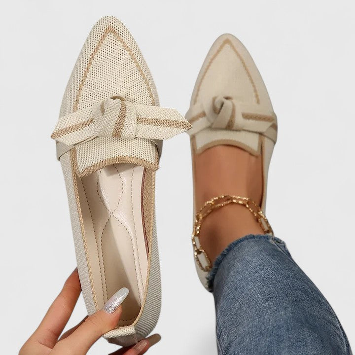 Effie | Pointed Toe Knit Flat Loafer Sandals
