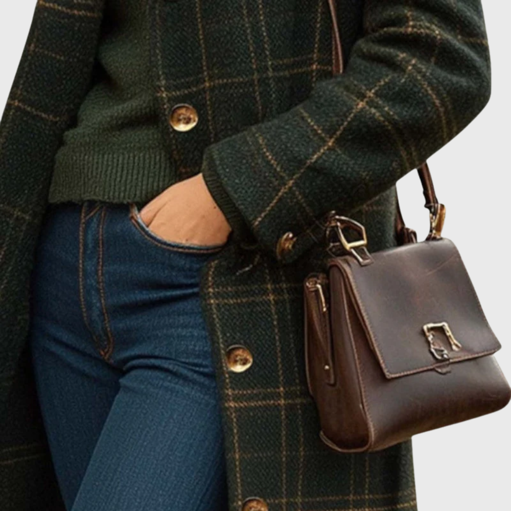 Lottie | Womens Plaid Double-Breasted Long Coat