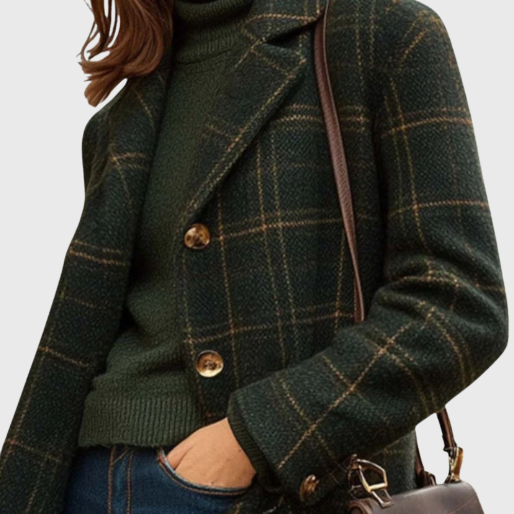 Lottie | Womens Plaid Double-Breasted Long Coat