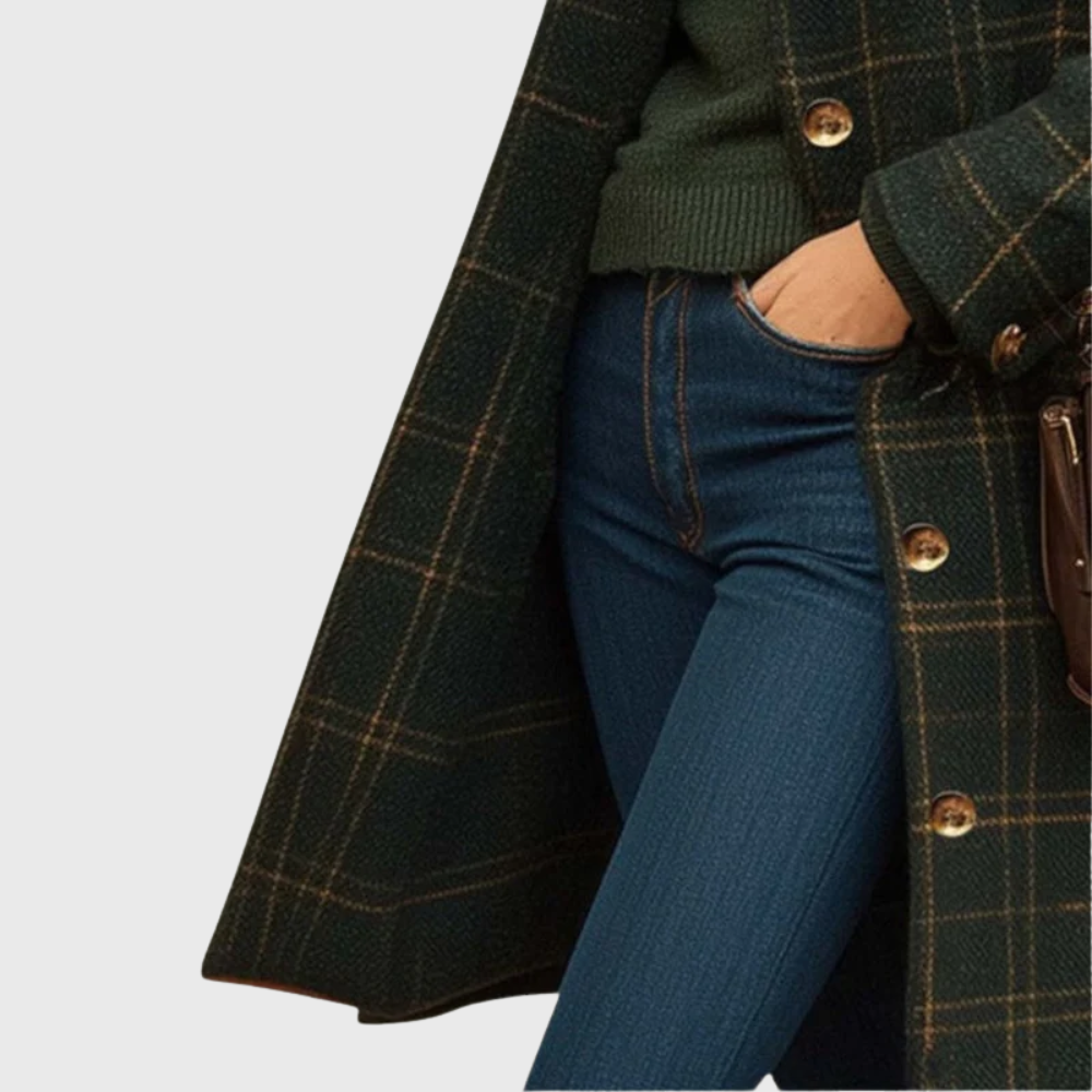 Lottie | Womens Plaid Double-Breasted Long Coat