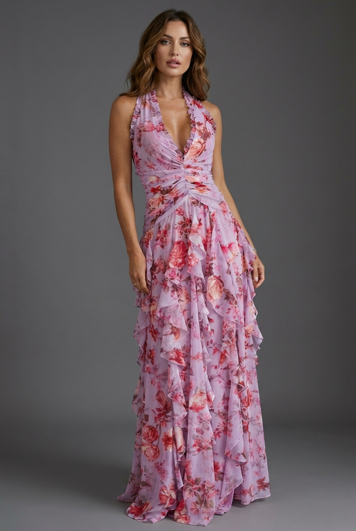 Arabella | Wedding Guest Ruffle Maxi Dress