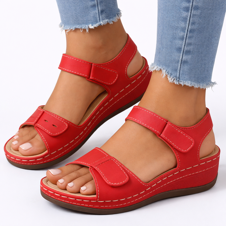 Harriet | Women Sandals Low Wedge Double Buckle Strap