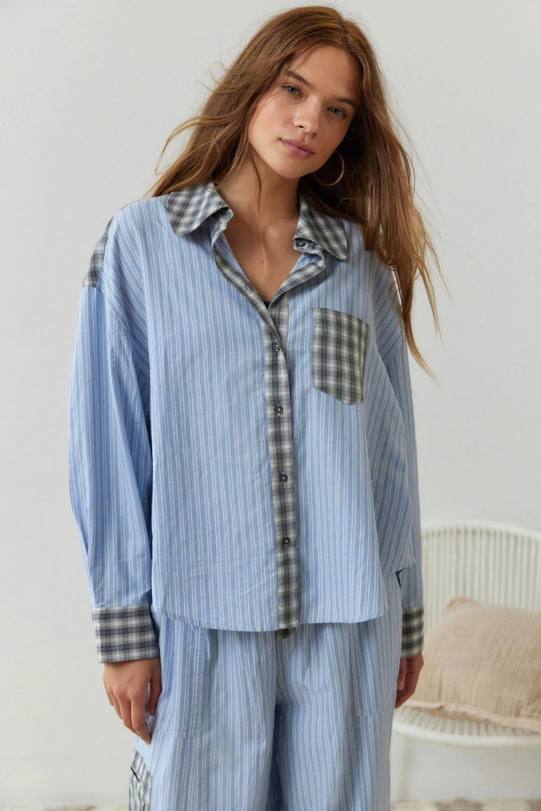 Imogen | Mixed Print Women Clothing Button-Down Shirt