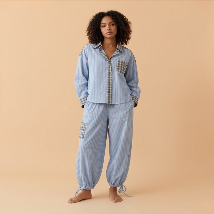 Imogen | Mixed Print Women Clothing Button-Down Shirt