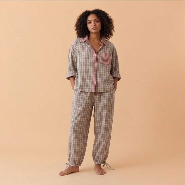 Imogen | Mixed Print Women Clothing Button-Down Shirt