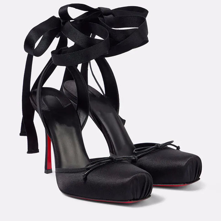 Poppy | Satin Ankle Tie Sandals Wedding Heels