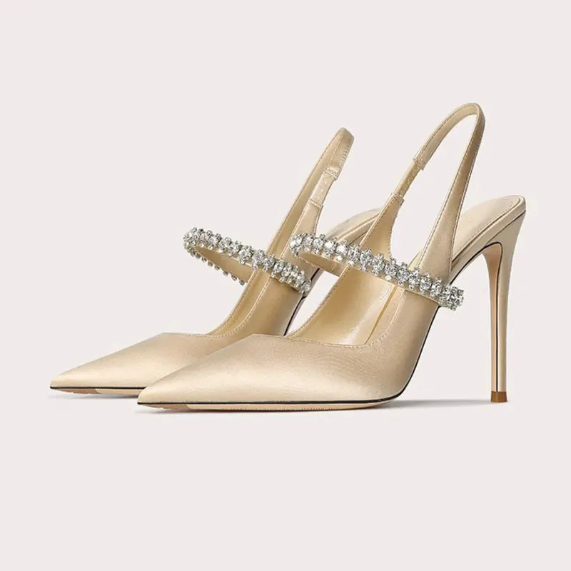 Willow | Crystal Strap Slingback Stiletto Heel Sandals