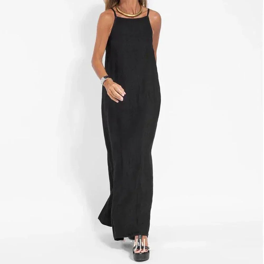 Willow | Women Linen Maxi Dress with Side Slit