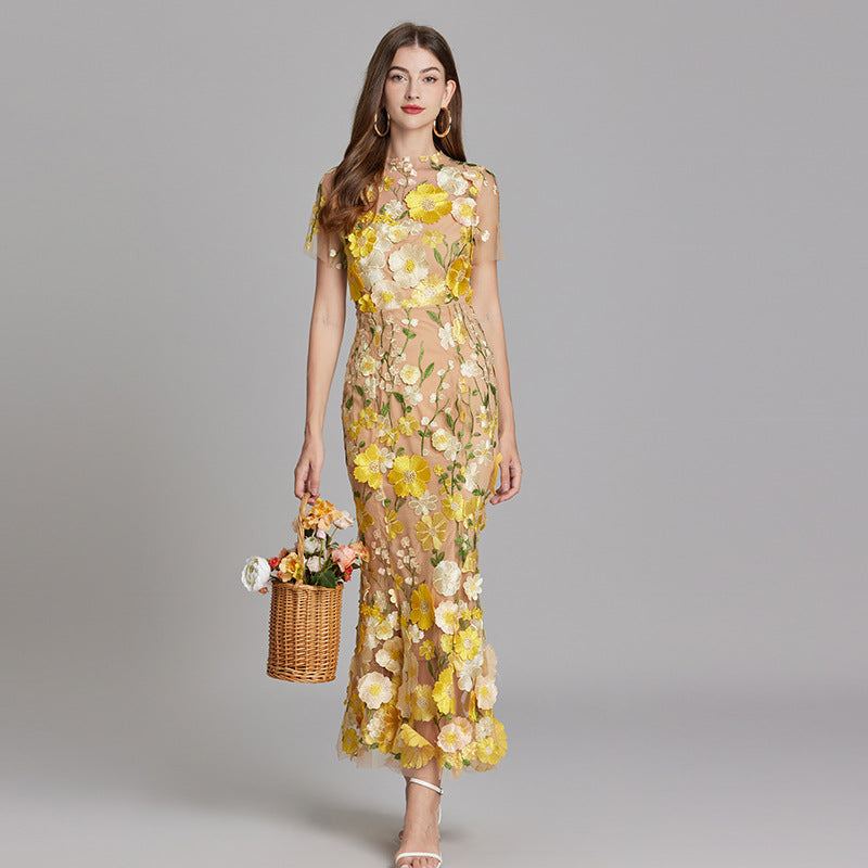 Isla | Wedding Guest Embroidered Midi Dress