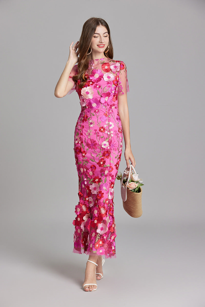 Isla | Wedding Guest Embroidered Midi Dress