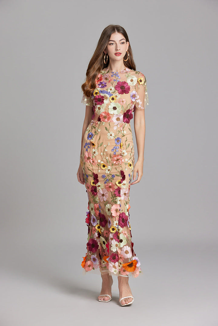 Isla | Wedding Guest Embroidered Midi Dress