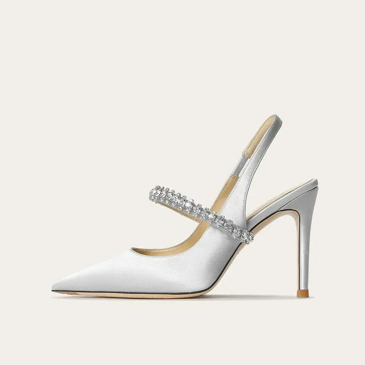 Willow | Crystal Strap Slingback Stiletto Heel Sandals
