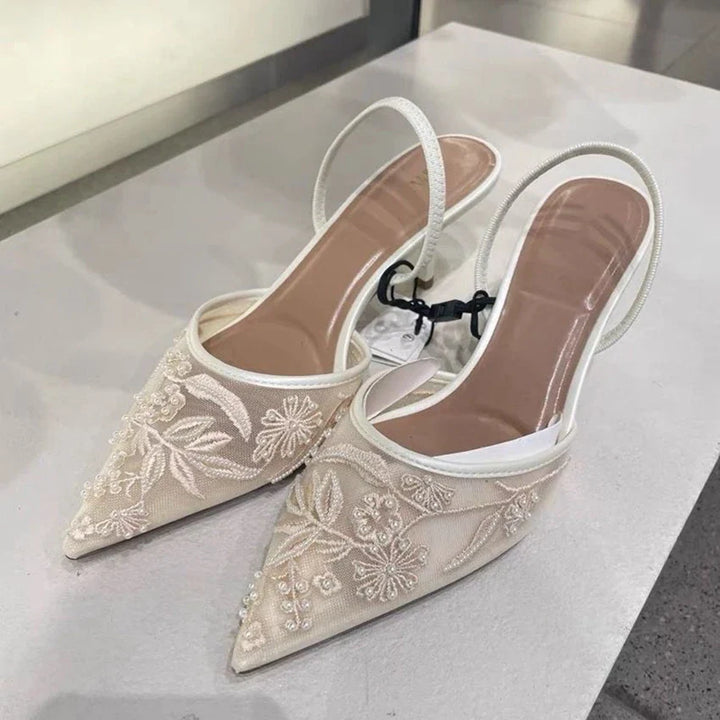Ava | Lace Pointed-Toe Slingback Sandals