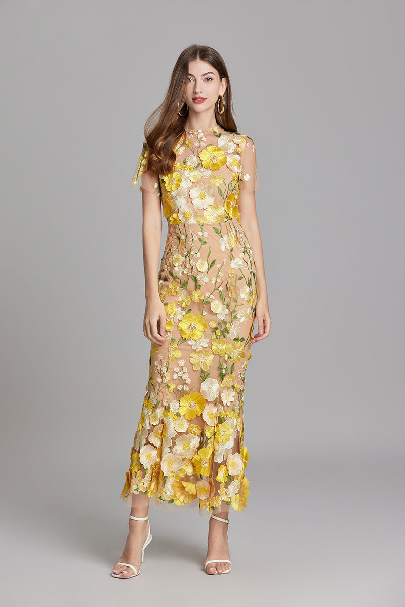 Isla | Wedding Guest Embroidered Midi Dress