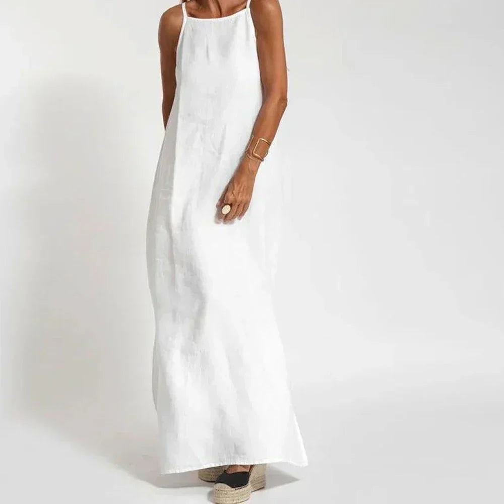 Willow | Women Linen Maxi Dress with Side Slit