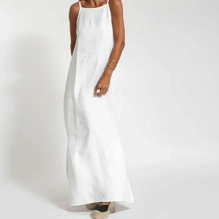 Willow | Women Linen Maxi Dress with Side Slit