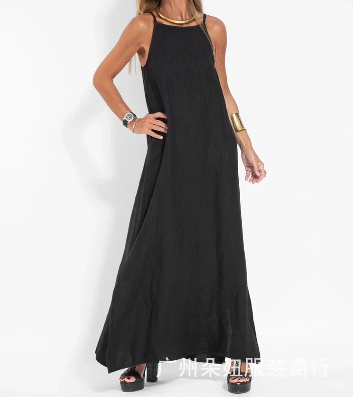 Willow | Women Linen Maxi Dress with Side Slit